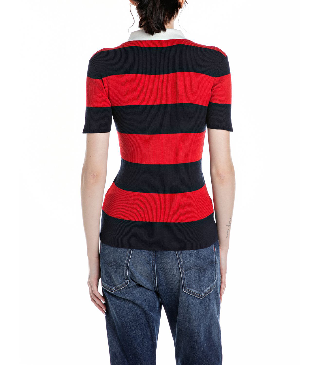 スリムフィット ボーダーポロニット 詳細画像 ダークブルーレッド 2